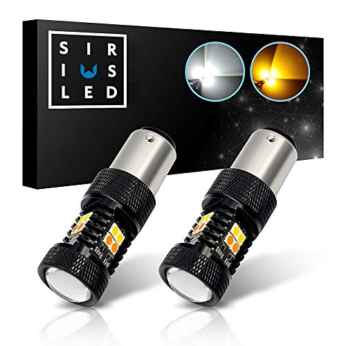 SiriusLED Super Bright White and Amber Switchback 3030 Chipset SMD LED Bulbs with Projector for Car Turn Signal Lights DRL 1157 2057 2357 7528 BAY15D P21/5W
