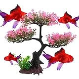 Árbol de acuario, plantas de acuario artificiales duraderas de PVC, plantas acuáticas decorativas, paisaje acuático de peces de colores, árbol de acuario con paisaje acuático , juego de decoración