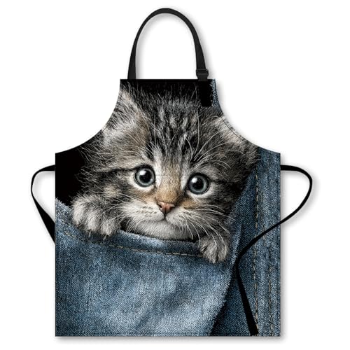 Image of Nuxovilar Polyester Cute Kitchen Apron with Pockets 26.7x30.7 Inches for Home Kitchen Baking Cooking Catering