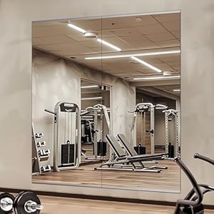 2PC 48″x24″ Home Gym Mirrors Workout Mirror Large Wall Mirror Big Frameless Mirrors for Fitness Exercise Dance Garage Yoga Shatterproof HD Image Thickness 5MM