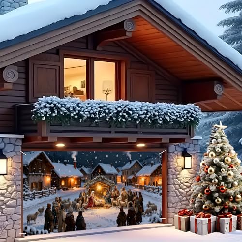 Image of Christmas Garage Door Decorations 6 x 13 ft, Nativity Scene Cover