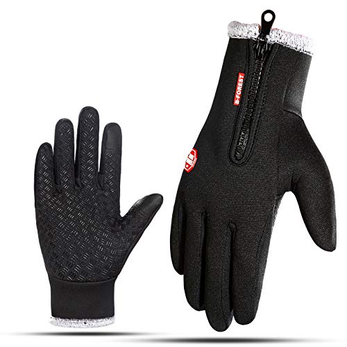 CYG&CL Outdoor Winter Touchscreen Water Resistant Warm Adjustable Size Gloves for Running, Hiking, Clamming, Skiing, Cycling, Driving for Men & Women (Black, Large)