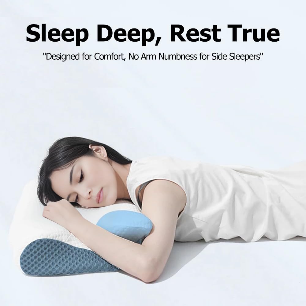 Cuscino cervicale ergonomico in memory foam, per alleviare il dolore al collo e alle spalle, cuscino ortopedico per il collo con copertura lavabile per chi dorme su fianco, schiena, stomaco