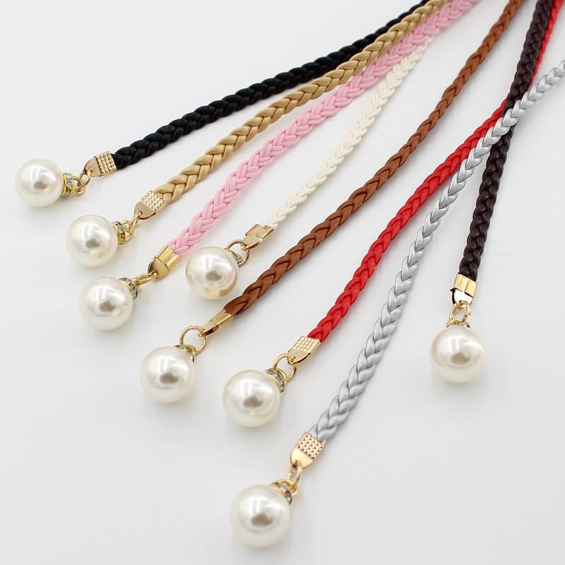 Women's Knotted Waist Chain Dress Braided Waist Rope Women's Decorative Pearl Belt2
