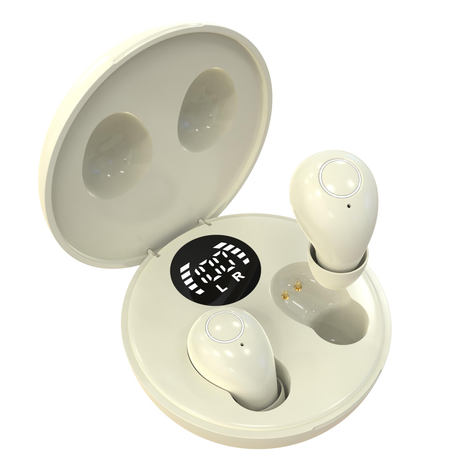 Invisible Sleep Earbuds,Mini Sleep Earbuds Headphones Wireless Bluetooth 5.4,Mini Invisible Wireless Earbuds for Small Ear Canals,Soft in-Ear Ear Plugs for Sleeping Small Ears Gym (Khaki)