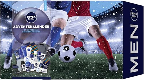 NIVEA MEN Adventskalender 2025-24 Türchen mit verwöhnenden Überraschungen, Weihnachtskalender mit Pflegeprodukten für die Adventszeit, NIVEA MEN, NIVEA und Labello Produkte