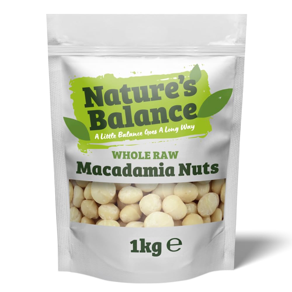 Natures Balance Macadamia Nuts 1kg - Whole Raw Unsalted Nut | High Protein Snack Food | Vegan Snacks