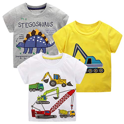 Image of Toddler Boys' Short Sleeve Tees Cotton Casual Graphic Crewneck Summer Top Clothes T-Shirts