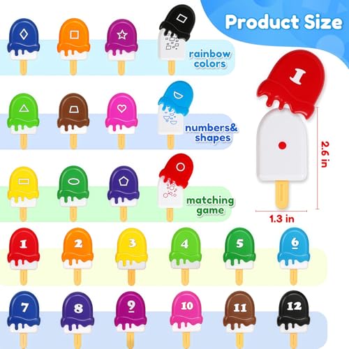Image of USATDD Numbers Learning Toys Number Popsicles Matching Toy Learning Numbers & Patterns Preschool Learning Activities Montessori Toys for Kids