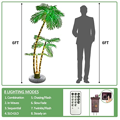 Spurgehom 6Ft Lighted Palm Trees Outdoor Christmas Trees For Decorations Decor Led Artificial Fake Palm Trees Lights For Outside Patio Tropical Party Backyard Poolside Garden #TOP3