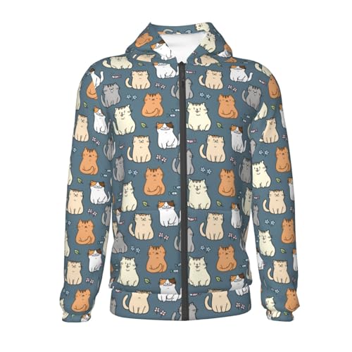 Cute Cartoon Cat Kid Hoodies Boys Zip Up Sweatshirts Girls Pullover with Pocket2