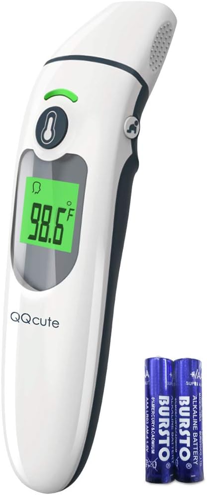 QQcute Infrared Thermometer for Fever, Contact Thermometer for Adult and Kids, Forehead and Ear Thermometer, Digital Thermometer for Adults, Children, Babies