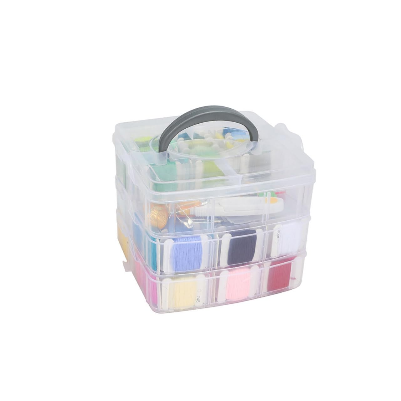 Lurrose Kit da Ricamo 150 Pezzi con Fili Avvolti e Accessori | Scatola per Conservazione Inclusa, Componenti in Metallo e Plastica, per Casa e Cucito, per Donna e Ragazza