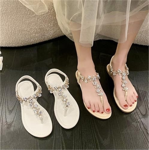 Women's Flat Sandals Dressy Summer Stappy Comfortable Ankle Elastic T-Strap For Beach Thong Sandals Casual Vacation3