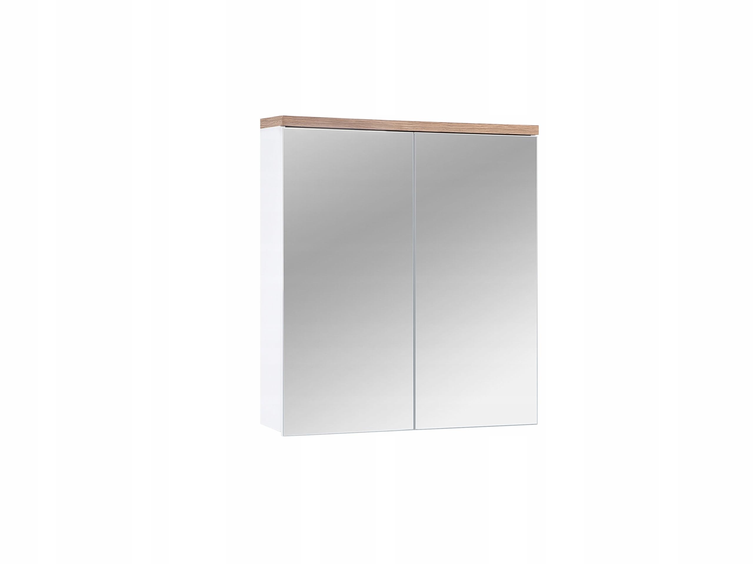 Szafka łazienkowa z lustrem, wisząca, 3 półki, 70 x 60 x 20 cm, biała alpejska - meble łazienkowe