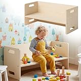 Bellabino Aki Kindersitzbank - 2in1 Kinderbank/Kindertisch aus Holz Natur -...