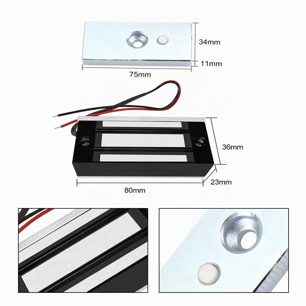 Carte EM-ID Étanche 125KHz Système d'Entrée de Contrôle d'Accès de Sécurité à 1 Porte Kit Complet Complet avec Serrure Magnétique Électrique de 60 kg (A1 Keypad)