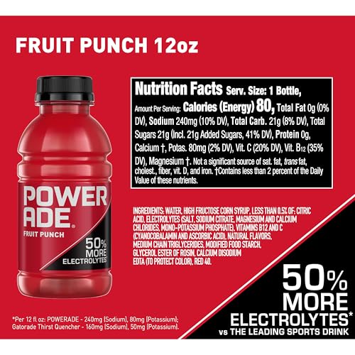 Image of POWERADE Sports Drink Fruit Punch, 12 Ounce (Pack of 8)