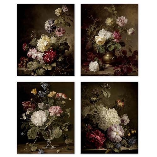 Affiches florales vintage sans cadre 20,3 x 25,4 cm au design rustique