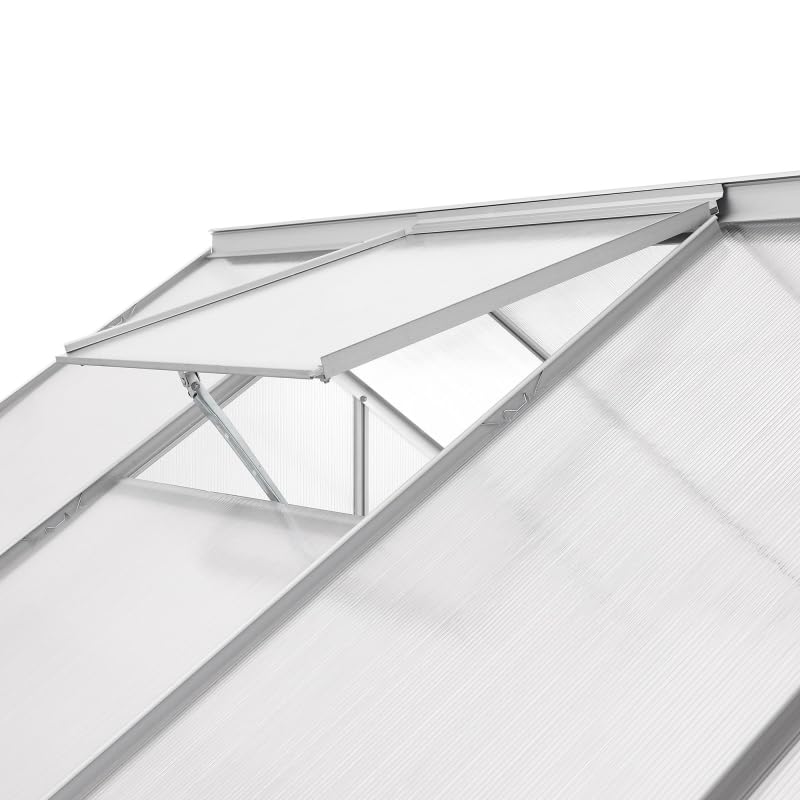 Serre en polycarbonate alvéolaire 6 mm, Ezooza Oslo, 190 x 380 cm, avec fondation