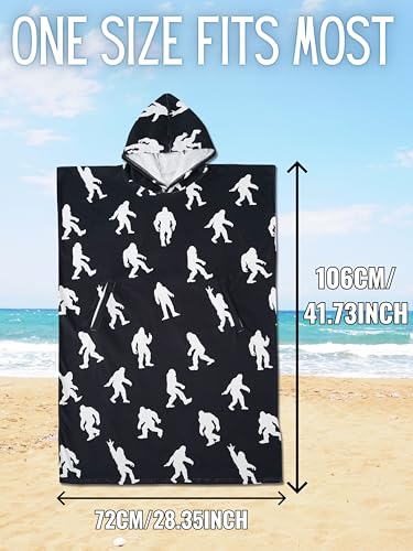 Bigfoot Gifts, Bigfoot surf Poncho, Surf Poncho with Bigfoot Pattern, Soft Cover-Up Changing Towel with Pocket - Bigfoot2