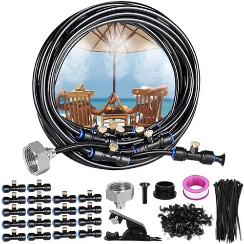Brumisateur Terrasse Exterieur, 15M Kit Brumisateur Exterieur, Brumisateur Terrasse avec 18 Buse Brumisateur, Système de Refroidissement par Brumisation, pour...