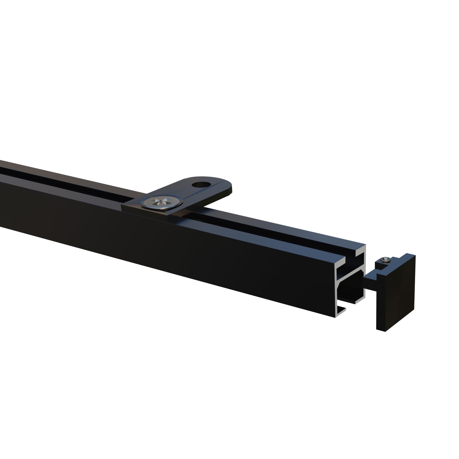 Gardineum - 4.00 m (2 x 2.00 m + Verbinder) - eckige 20 x 20 Innenlaufschiene mit Deckenträger, schwarz