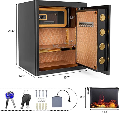 Oarlike 3.0 Cu Ft Fingerprint Security Home Safe Box With Fireproof Document Bag Digital Touch Screen Keypad Interior Cabinet Dual Warning Alarm Large Safe With 3 Safety Lock Key Password And Fingerprint #TOP6