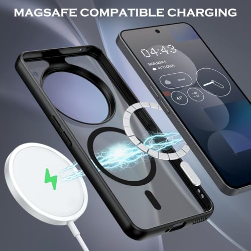Image of GUAGUA Polycarbonate For Nothing Phone 3A Pro Case, [Compatible With Magsafe] Magnetic Anti-Scratch Translucent Matte Back Slim Shockproof Case Phone Cover,Black