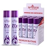 Spozer 12 Cans 11X Lighter Gas Refill Butane Universal Fluid Fuel Ultra Refined 300ml 10.14 FL. Oz (1 Box)