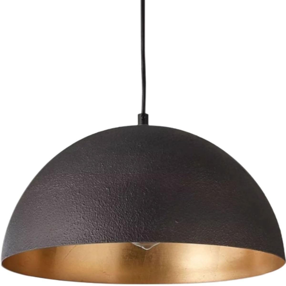 Esiyuvo Multicolor Black And Gold Dome Pendant Light, Industrial Chandelier With Gold Foil Interior Vintage Black Textured Finish Lighting For Kitchen Island Dining Room Bedroom Hallway Foyer