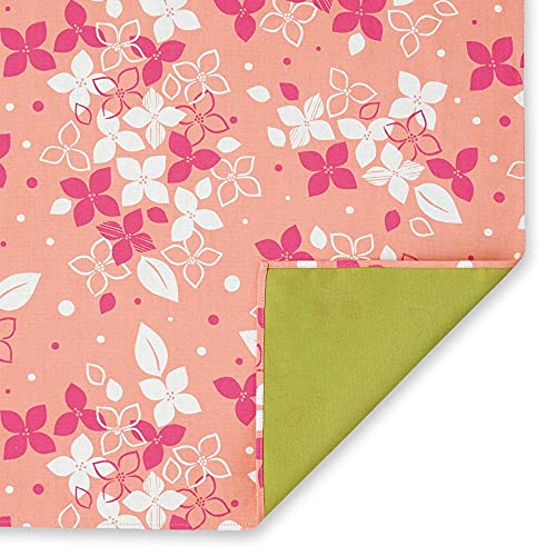 Image of IPPINKA Furoshiki Furoshiki Multi-functional Bag, Reversible Design, Small Flower Pattern, S Size, Pink x Green
