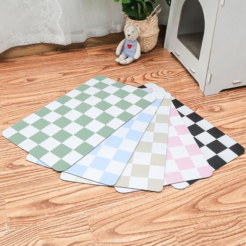 Ralxion Checkered Dog Feeding Mat, Absorbent Mats for Dog Food and Water Bowl, Dispenser, Retro Modern Aesthetic Sage Green Checkerboard Pet Placemat for Dogs, Cats, Puppy Accessories, 12\" X19”