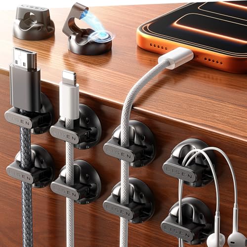 10 pack magnetic cable clips 2025 minimum size lisen halloween decor christmas decorations indoor magnetic cord holder for nightstand desk cable management for home office organizer dorm wall car
