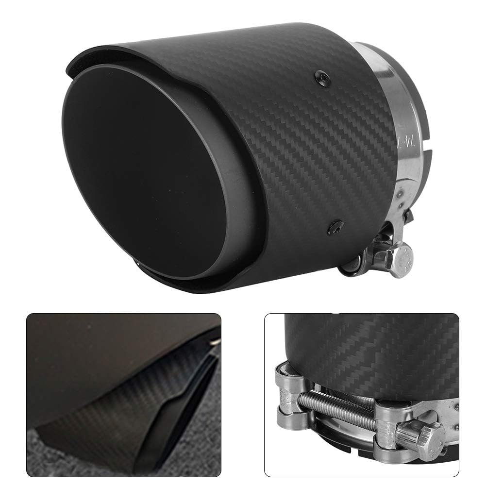 Garganta de Cola, Fibra de Carbono Entrada de 80 Mm Salida de 101 Mm Garganta de Cola Reemplazo de Punta de Tubo de Escape Mate de Lado Recto para CX5 CX4 (Todo negro mate)