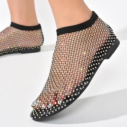 Cape Robbin Fantasia Rhinestone Mesh Flat Sandals (Fantasia) 6