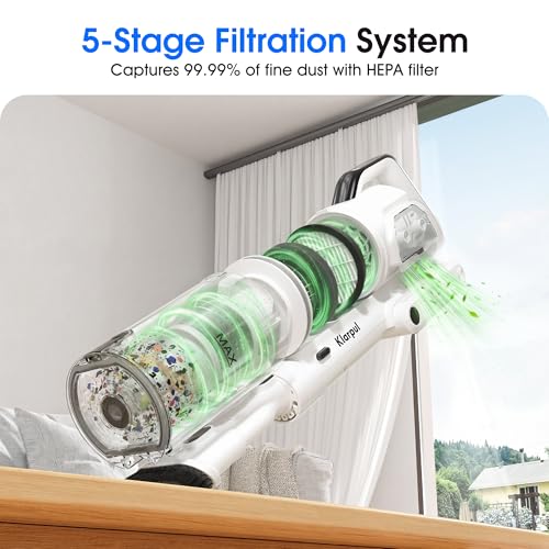 Image of Cordless Vacuum Cleaner, Upgraded 650W 55KPa 70Mins Runtime Stick Vacuum Cordless, Self-Standing Lightweight Vacuum Cleaners for Home with LED Headlight Touch Screen, for Pet Hair /Carpet /Floor