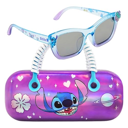 Arkaid Stitch Girls Sunglasses with Case | Official Disney Mini-Handled Sunglasses Case and UV 400 Shades | Kids Size