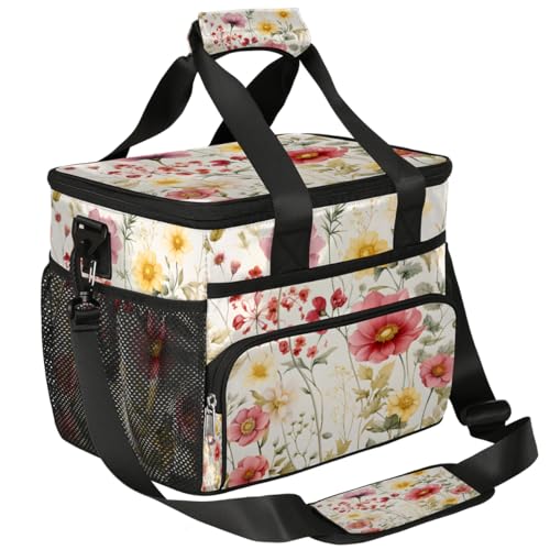Floral Insulated Picnic Backpack Lunch Box for Women Men Picnic Basket Tote Lunch Bag Picnic Bag Portable Lunch Bags for Picnic, Beach, Work, Trip,Office, Camp Colorful Flowers