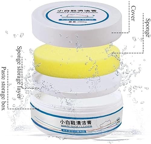 Image of Generic White Shoe Cleaning Cream | Sneaker Stain Cleaning Cream | Shoe Whitening Cleansing Tool, Whitening and Yellowing Maintenance for White Shoes, Leather, Sports Shoes, Leather Bags-260GM