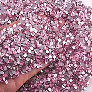 Image of Glass Rhinestones for Bedazzling Nails 2mm SS6 Pink Fairy Crystal 1440pcs | Flatback Gems for Shoes,Hair Pin,Skirt,Fedora Hat,Earphone Case,Champagne Glasses,Wedding,Hair Accessories Decoration