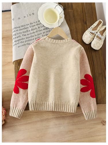 Image of BEAUDRM Girl's Cute Bow Sweater Crew Neck Long Sleeve Drop Shoulder Loose Pullover Tops