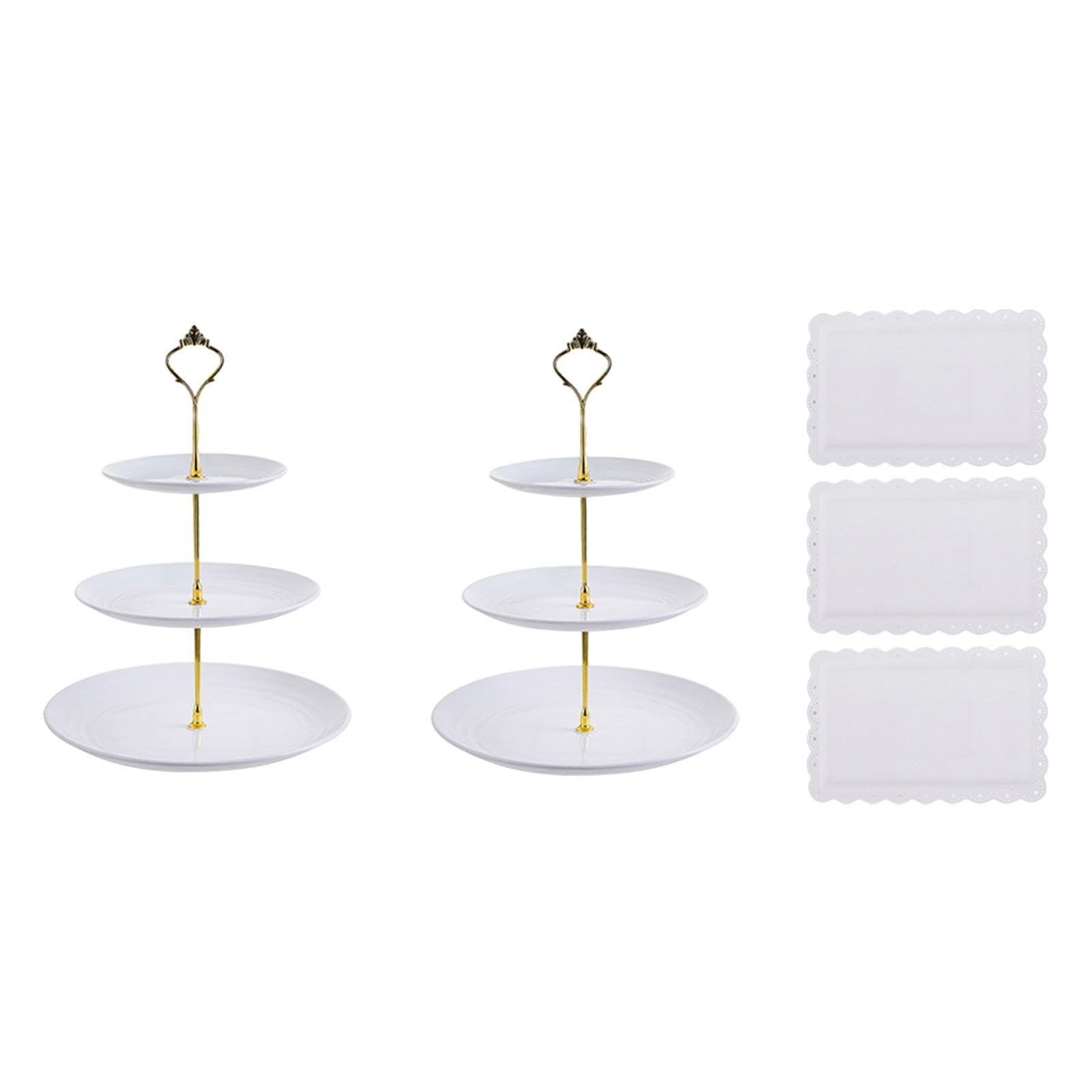 perfk 2 Soportes para Cupcakes 3 Niveles, postres con 3 bandejas, Adornos Decorativos, Elegantes expositores para Fiestas y Celebraciones, Style D