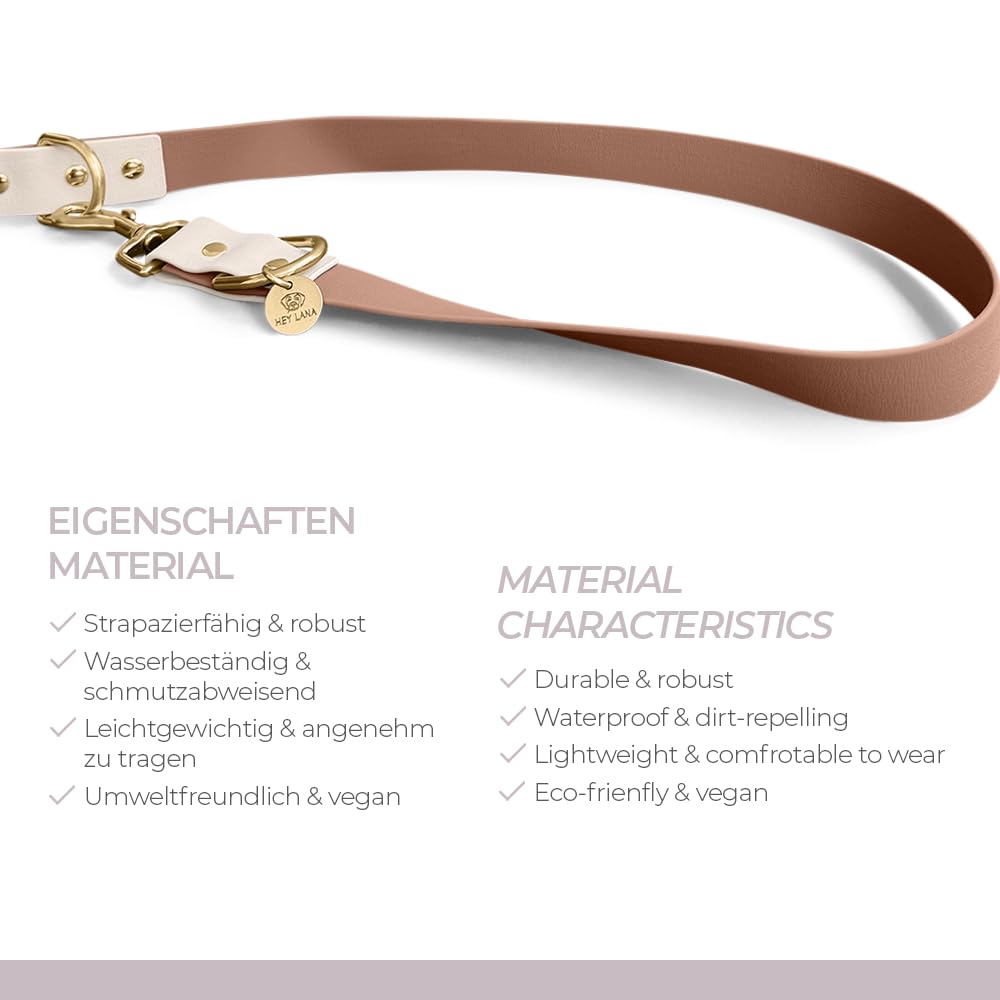 Guinzaglio per cani in Biothane, Made in Germany, 2 moschettoni e regolazione a 3 vie, guinzaglio da trazione, guinzaglio da corsa per cani accessori formazione (M-L, mocca/mousse)