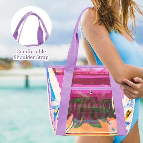 Image of Fammart Clear Bags 12x6x12 Stadium Approved, Jelly Tote Bag for Women with Zipper for Beach Sports Concerts Work