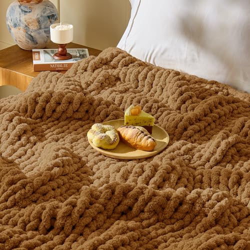 Image of Inhand Chunky Chenille Yarn for Hand Knitting, Thick Bulky Blanket Yarn for Crocheting, Soft Fluffy Yarn for Crochet Gifts & Crafts for Women /Beginners, 8 Pack (29.5 yds /8.4 oz Each), Brown-Mix