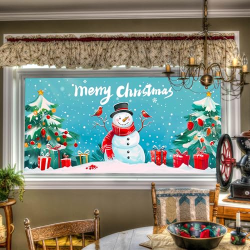 Película decorativa de Navidad con muñeco de nieve 39.3×17.7 in miniatura 1