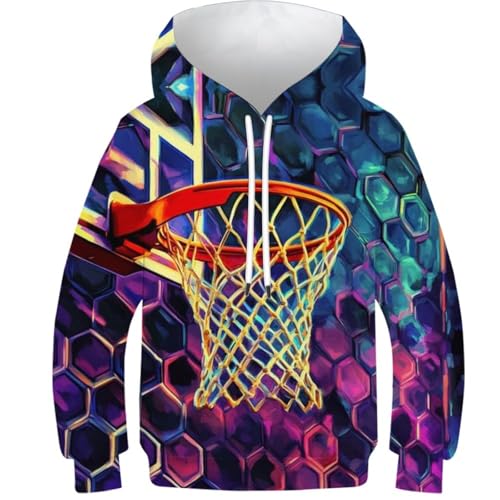 Sweat à capuche imprimé 3D basket : idée cadeau d'anniversaire garçon 9-11 ans