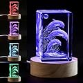 YouerCrystal 3D Crystal Dolphin Figurine Night Light with LED Light Base, Birthday Gift for Kids Women Unique, Thanksgiving Christmas Valentines Anniversary Birthday Gifts for Lovers (3D-Dolphin)