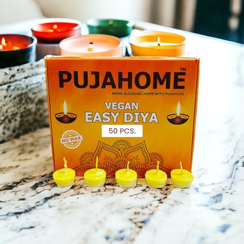 Image of Cotton Wicks with Ghee Wax Free Vegan Diya Batti for Daily Puja Readymade Ghee Diya Batti Easy to Use Long Lasting (50 Pieces Per Pack, Pack of 2, White)